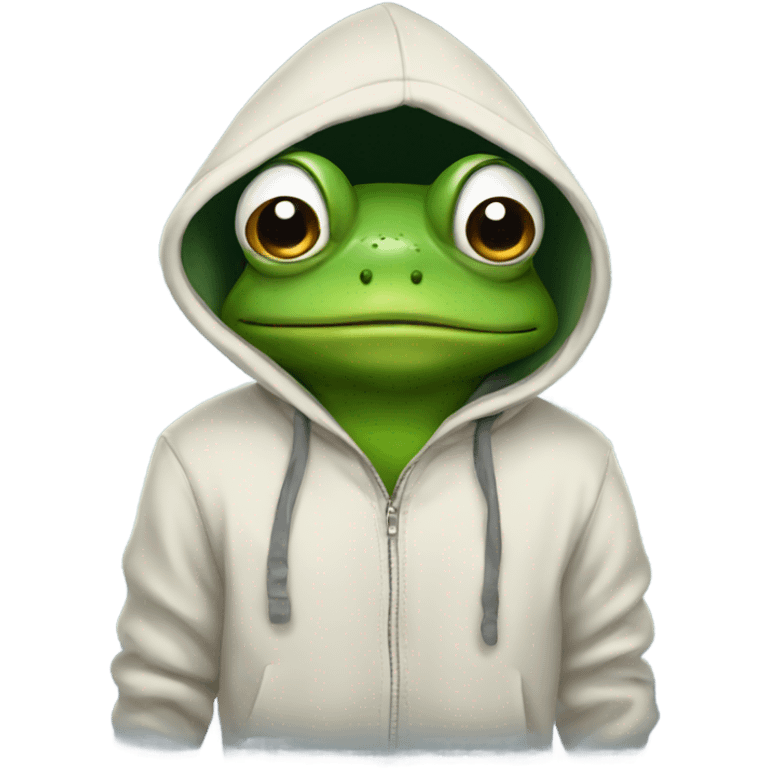 Frog wearing hoodie emoji