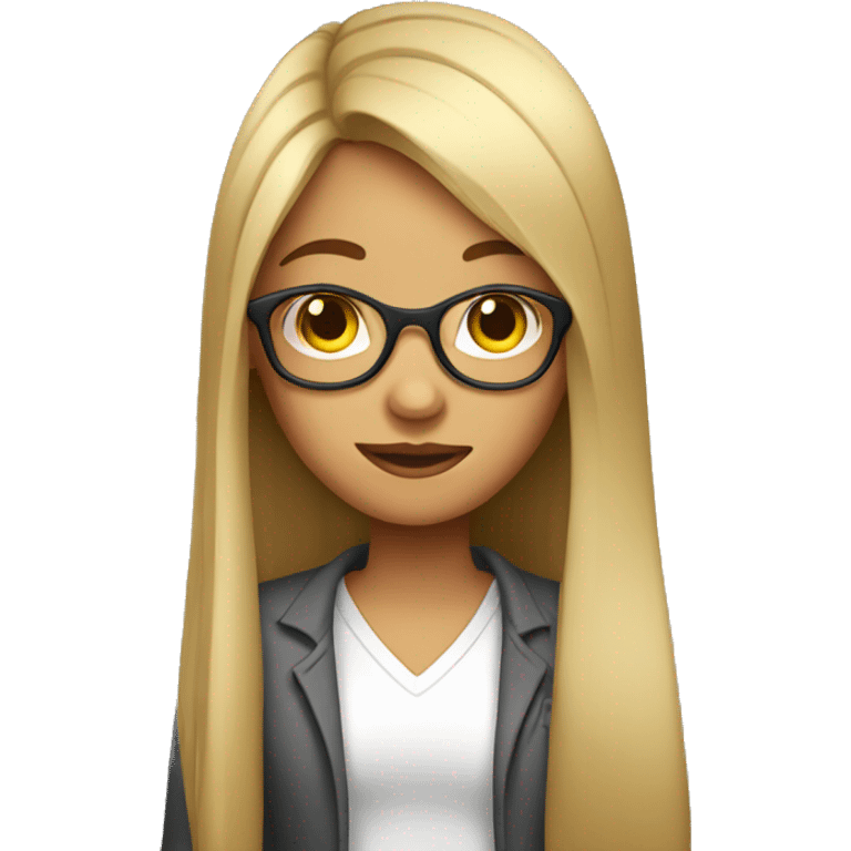 Girl with long straight hair with glasses emoji