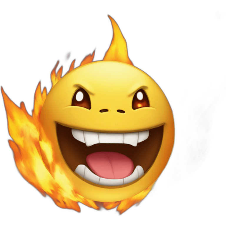 smiling pokemon surrounded by fire without eyes emoji