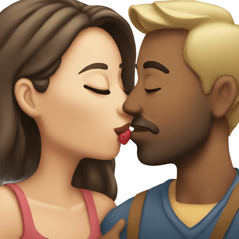 Couple giving a kiss emoji