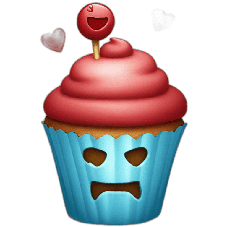 Happy cupcake with iron man  emoji