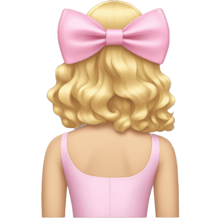 blonde open hair from behind with a pastel pink bow emoji