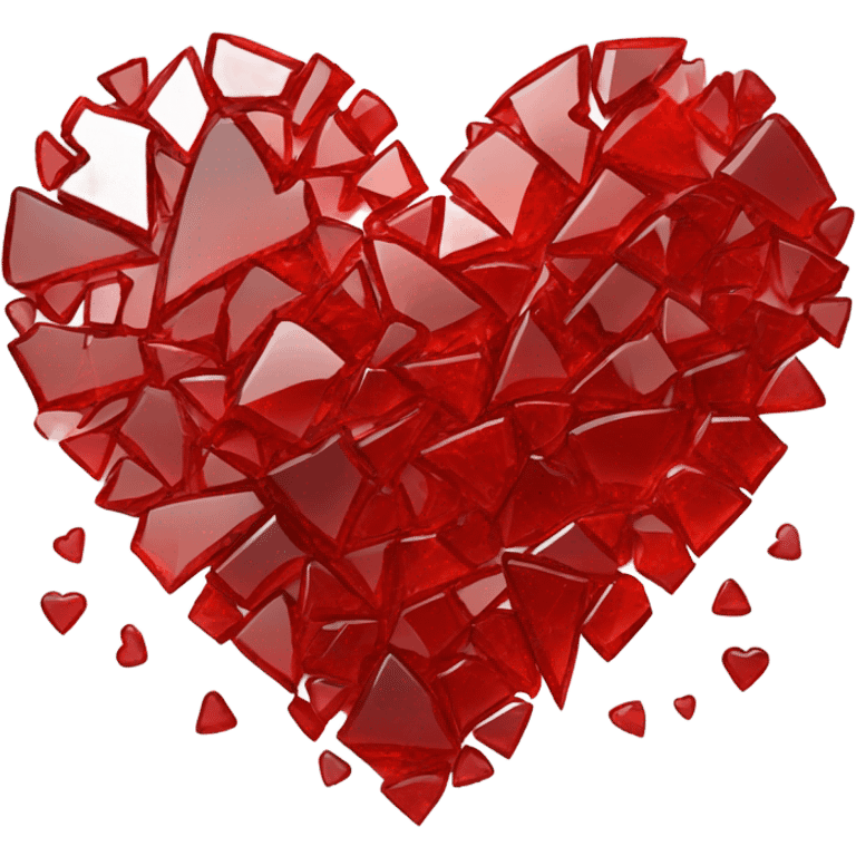 broken glass red heart full of broken red glass emoji