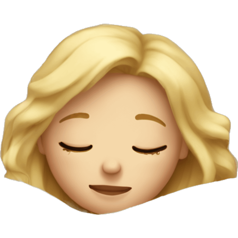 Blond girl sleeping in cozy bed emoji