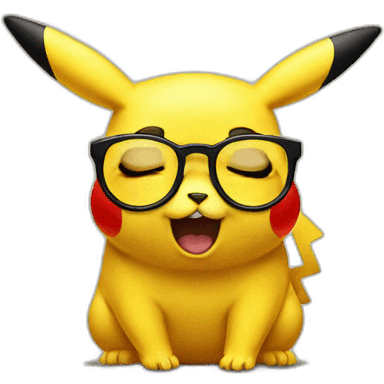 sneezing pikachu with glasses emoji