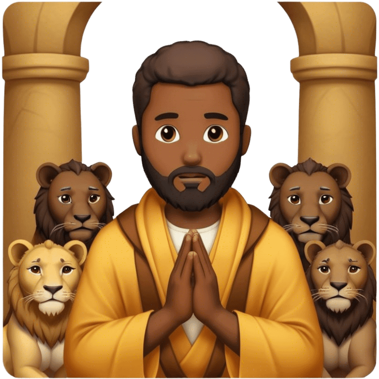 Black Daniel in lions den praying with a beard emoji