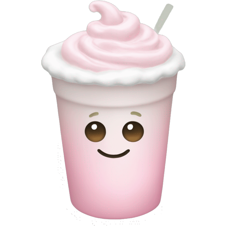 Clear tumblr cup with light pink drink, matcha foam, and whip cream on top emoji