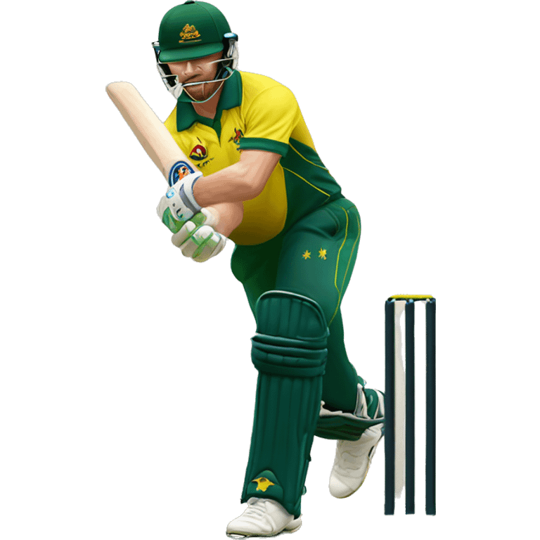 AUSTRALIAN CRICKERTER WITH AUSTRALIAN JERSY HIT ING A BALL emoji