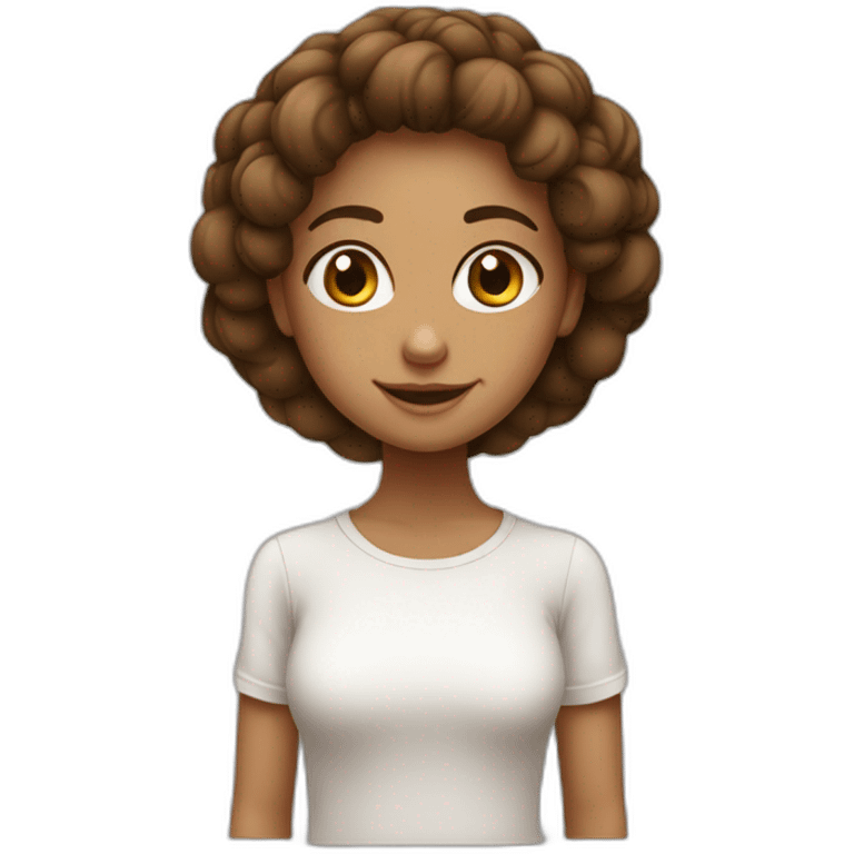 Menina branca com olhos grandes e cabelo liso marrom emoji