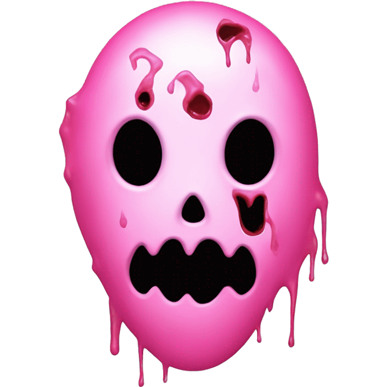 bubblegum pink colored ghost face scream movie mask with blood spatters on it emoji