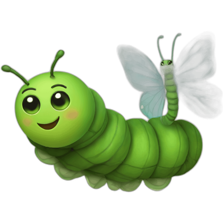 A caterpillar turning into a cocoon that turns into a butterfly emoji