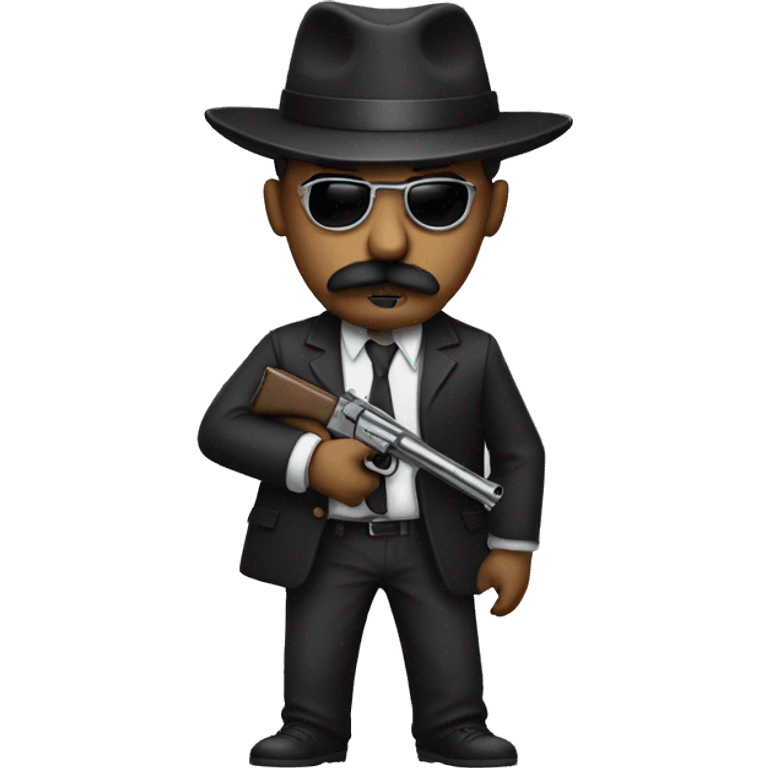 Gangster with a mustache and a gun emoji