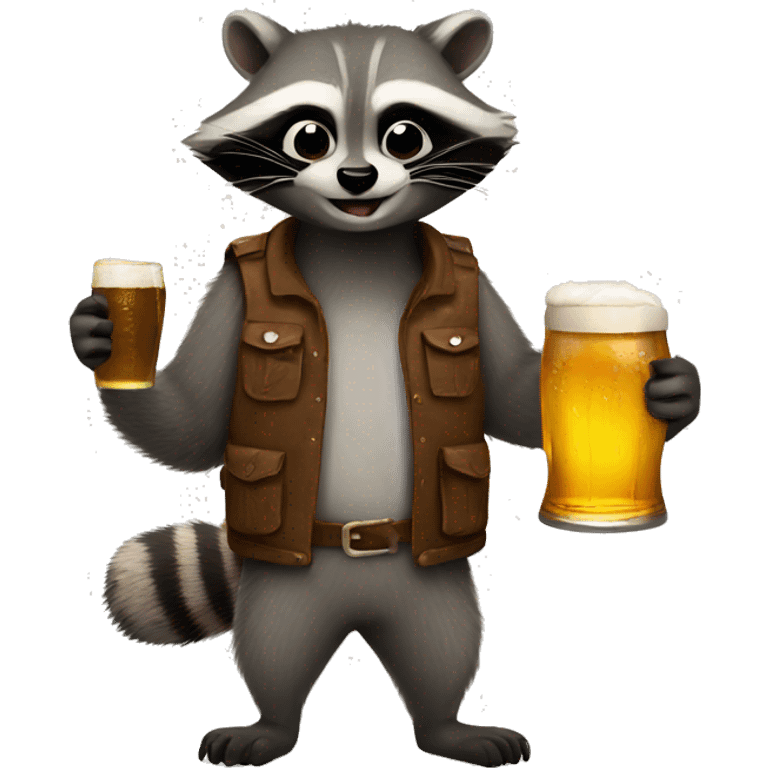 Raccoon holding a beer emoji