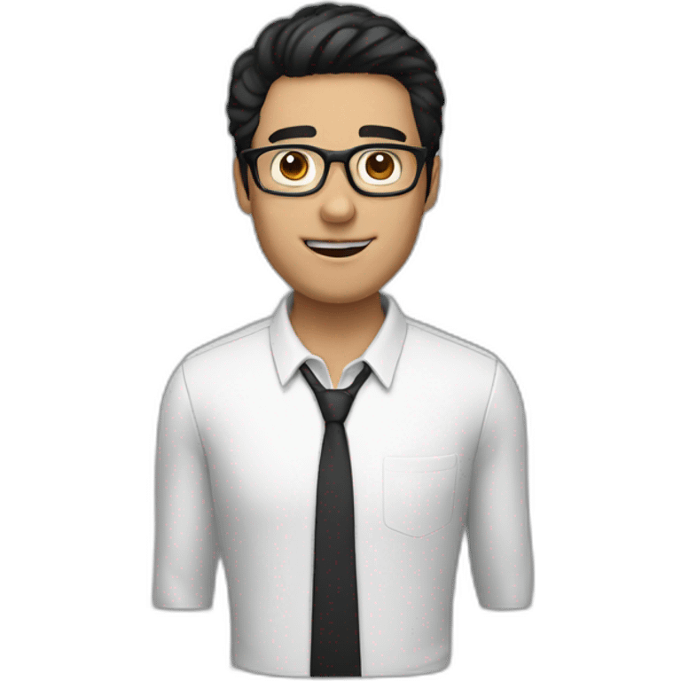 A guy white with a black hair wearing glasses  emoji