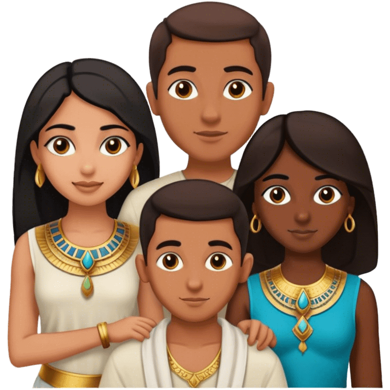 5 bestfriends, 1 Egyptian man, 1 indian girl 1 persian girl 1 moroccan boy 1 black boy emoji