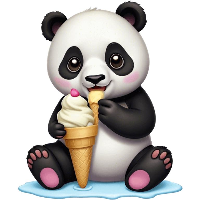 Panda eating ice cream emoji