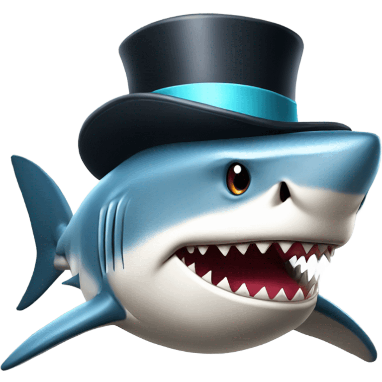 Shark with a top hat emoji