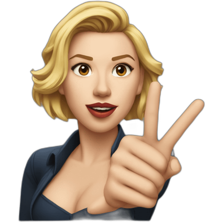 Scarlett Johansson pointing finger emoji