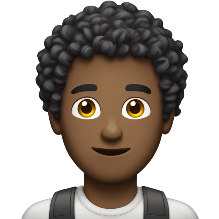 A guy behind a computer. Short curly hair, big muscles emoji