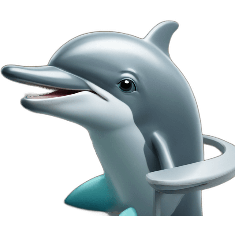 Dolphin at work desk emoji