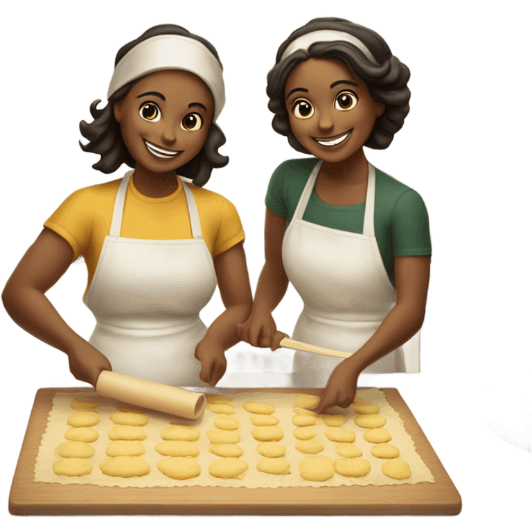 Sisters making ravioli emoji