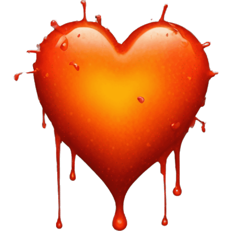 bleeding red heart glowing red-orange with splatter emoji