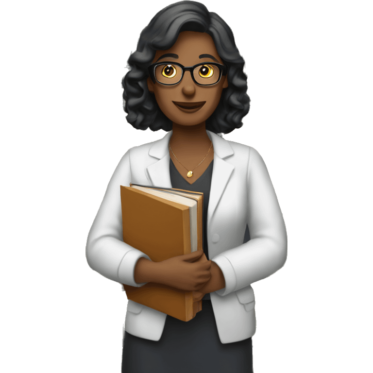 Library teacher with books emoji