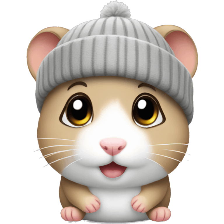 grey hamster wearing beanie crying emoji