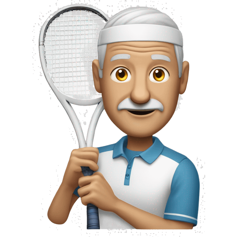 65 year old man playing tennis balding white emoji