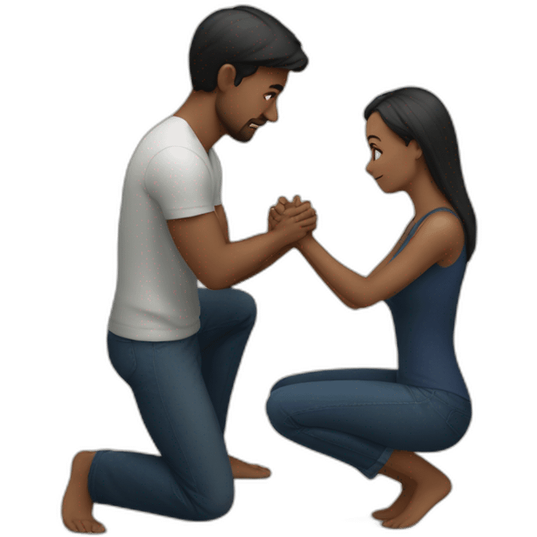 Woman on knees facing man emoji