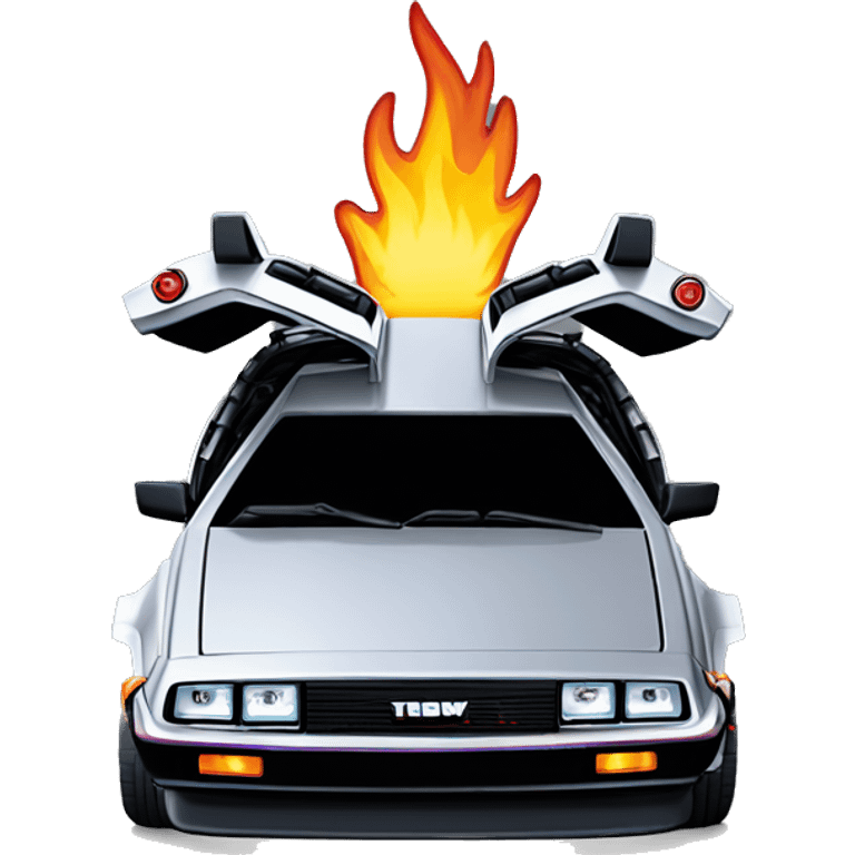 Back To The Future Delorean with Flame Tire Tracks behind emoji