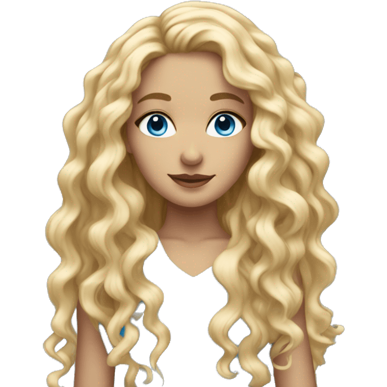 beautiful girl with long curly blonde hair and blue eyes emoji