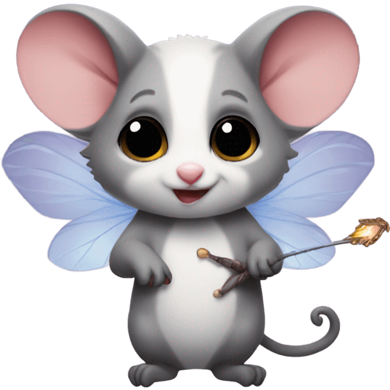 Possum with fairy wings and a wand  emoji