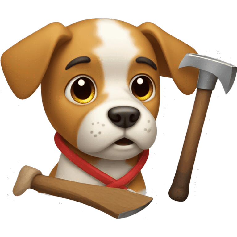 tired dog with an ax emoji