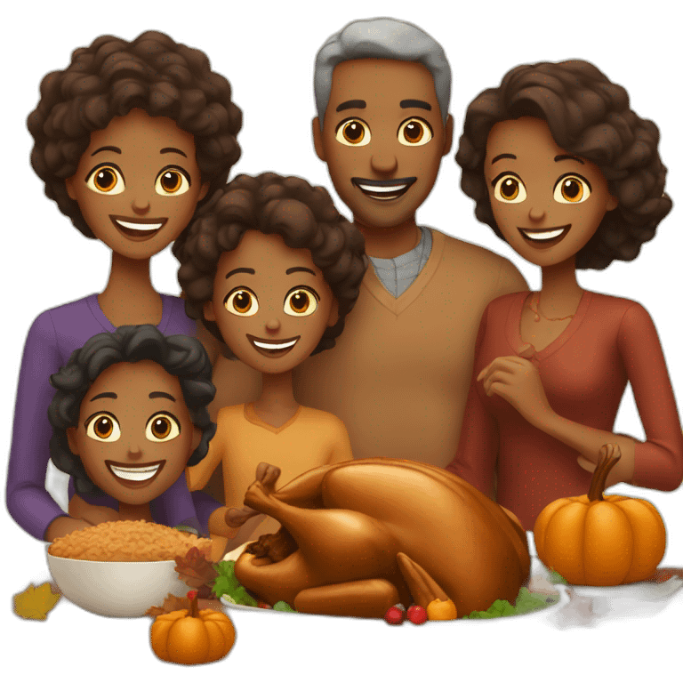 family celebrating thanksgiving emoji