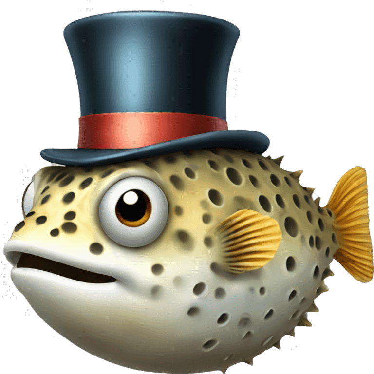 pufferfish with top hat emoji