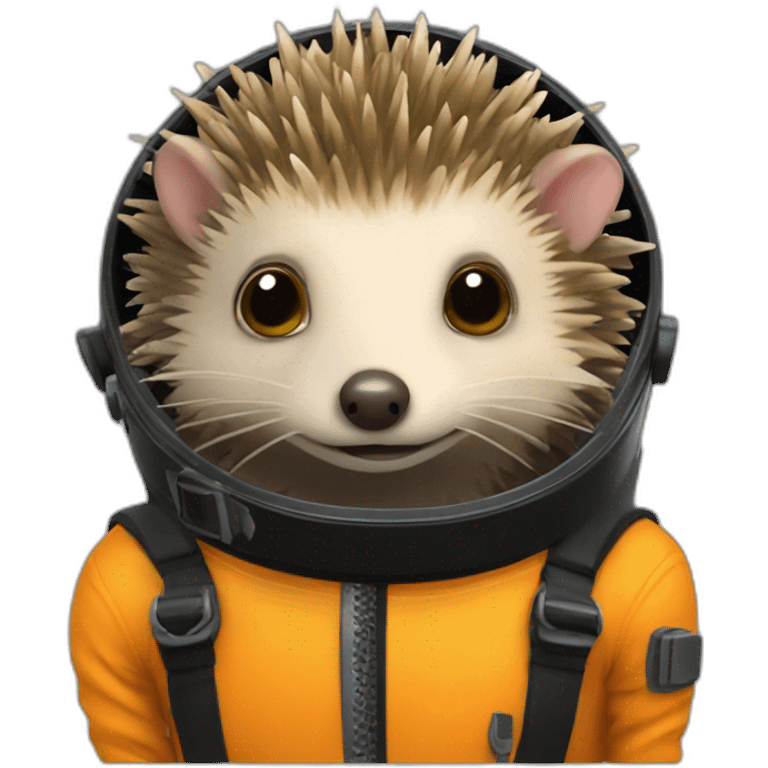 hedgehog in black rubber shiny diving suit emoji