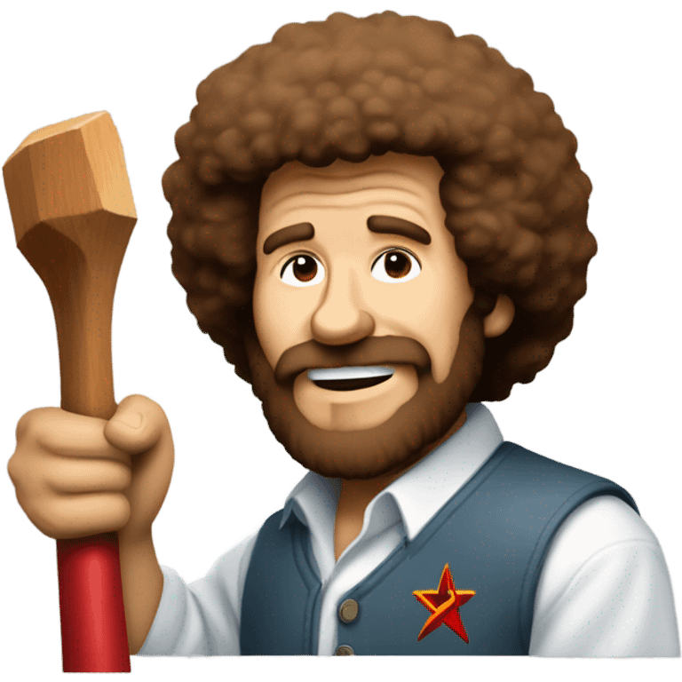 bob ross painting a hammer and sickle emoji