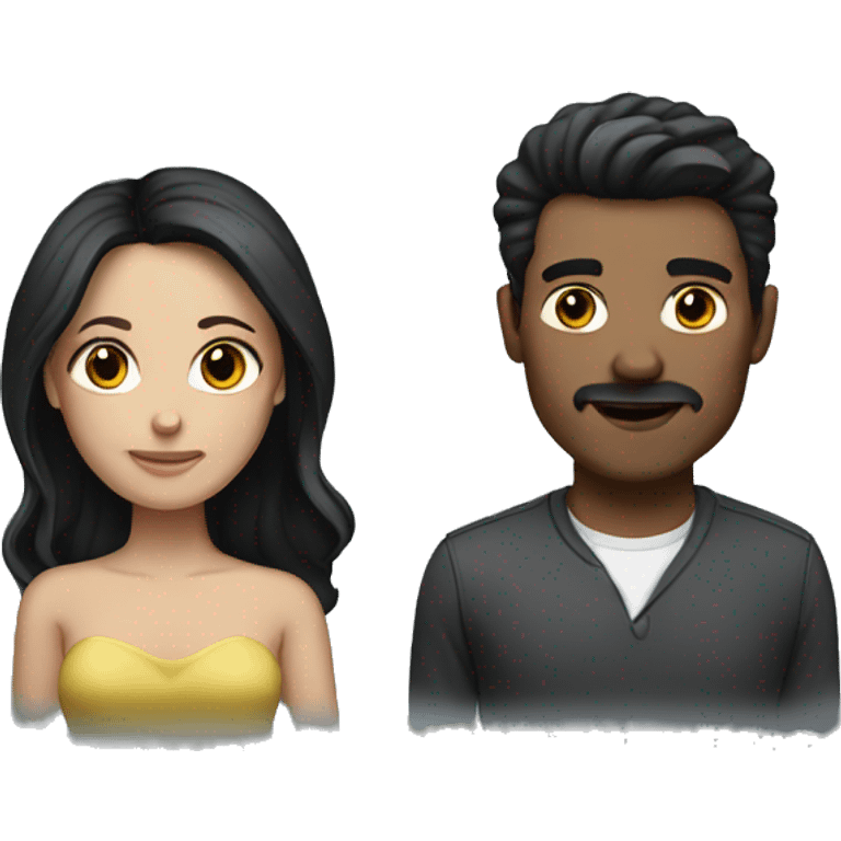 White dark hair couple emoji