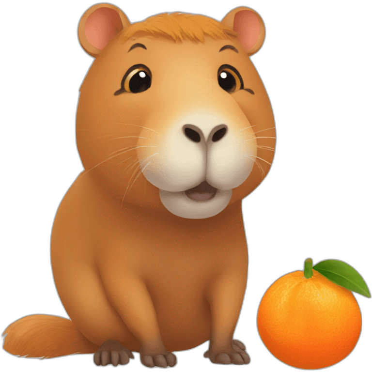 capybara with tangerine emoji