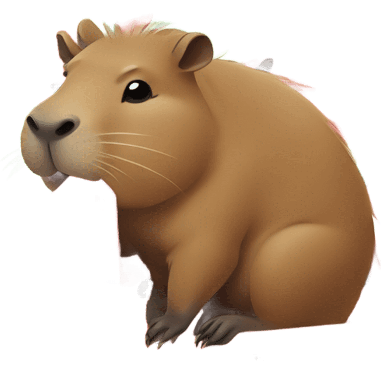 Cute capybara eating watermelon  emoji