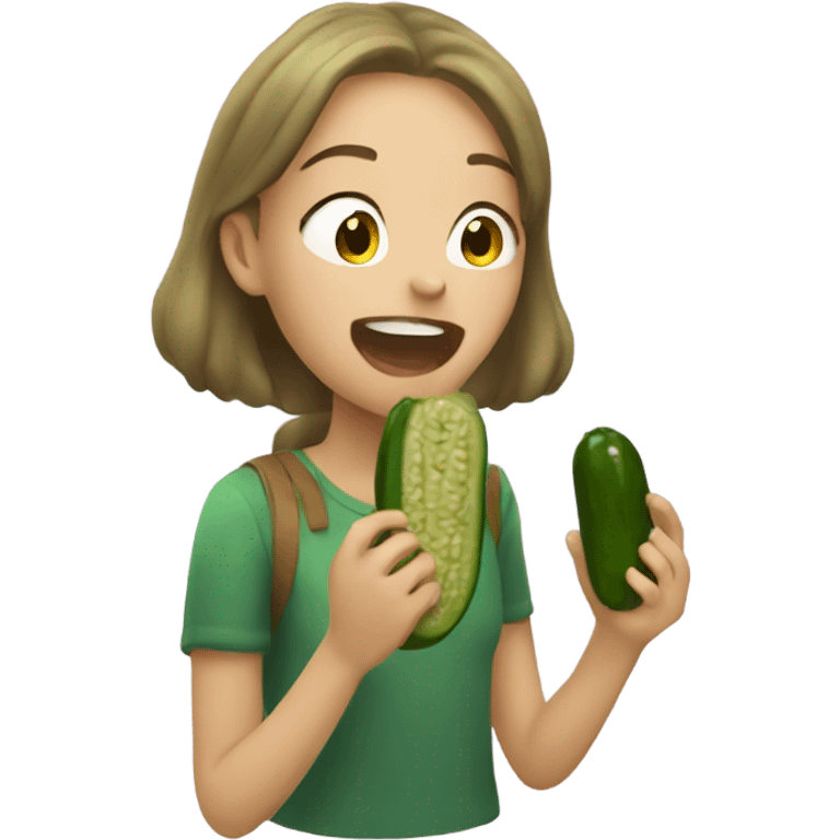 Girl eating pickle  emoji