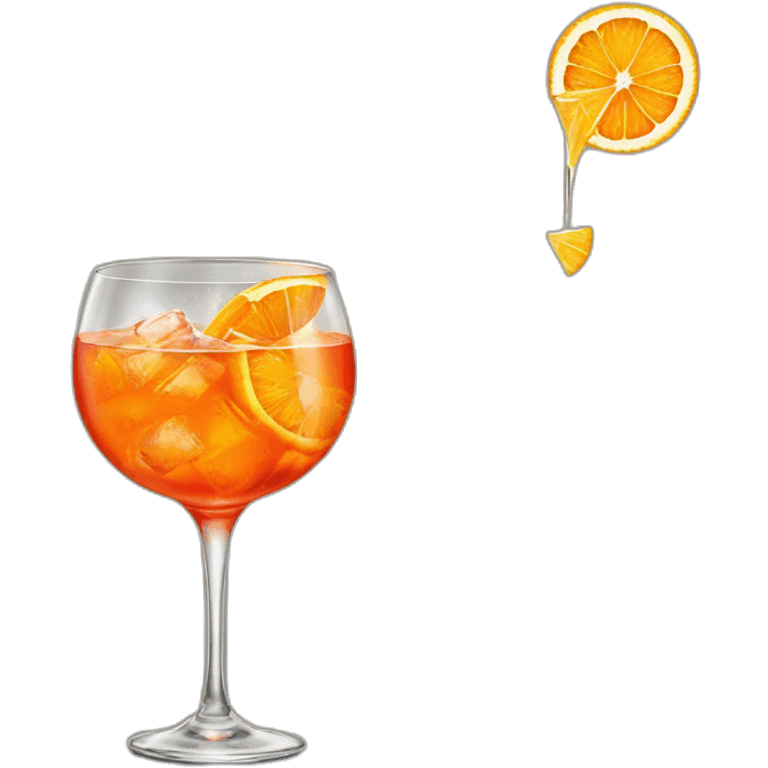 Aperol spritz with a slice of orange emoji