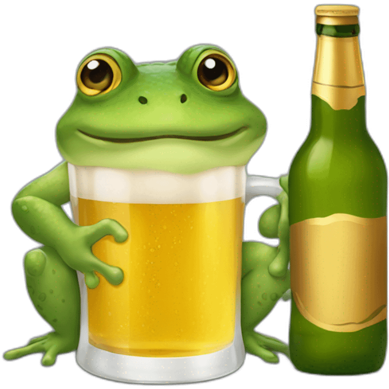 Crapaud qui boit une bière  emoji