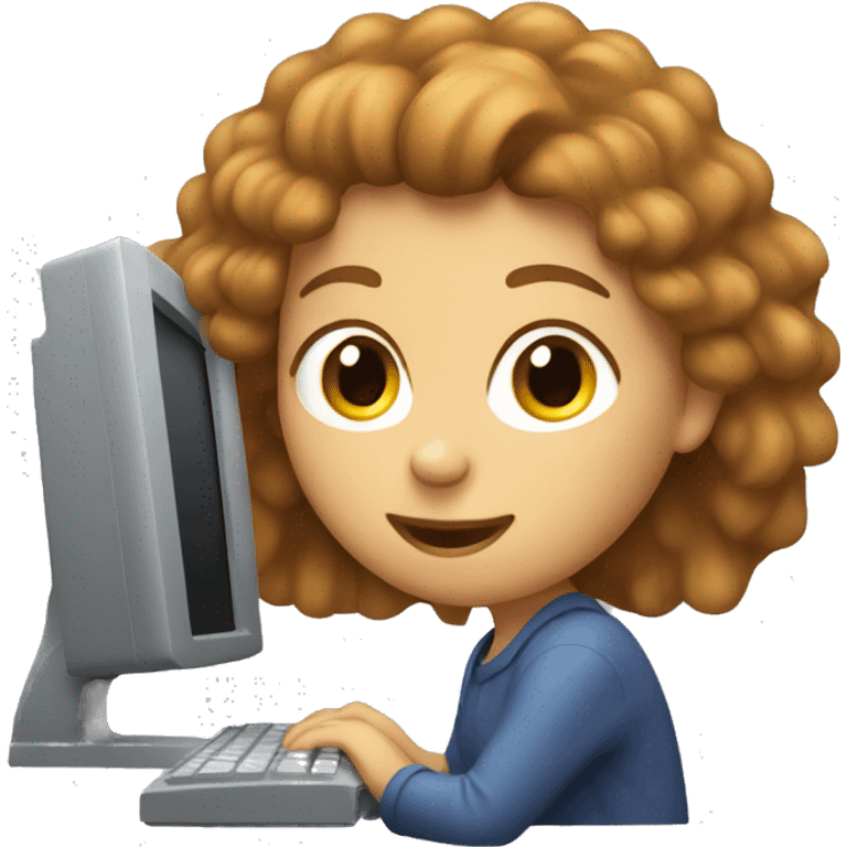 hazelnut-haired girl on a computer emoji