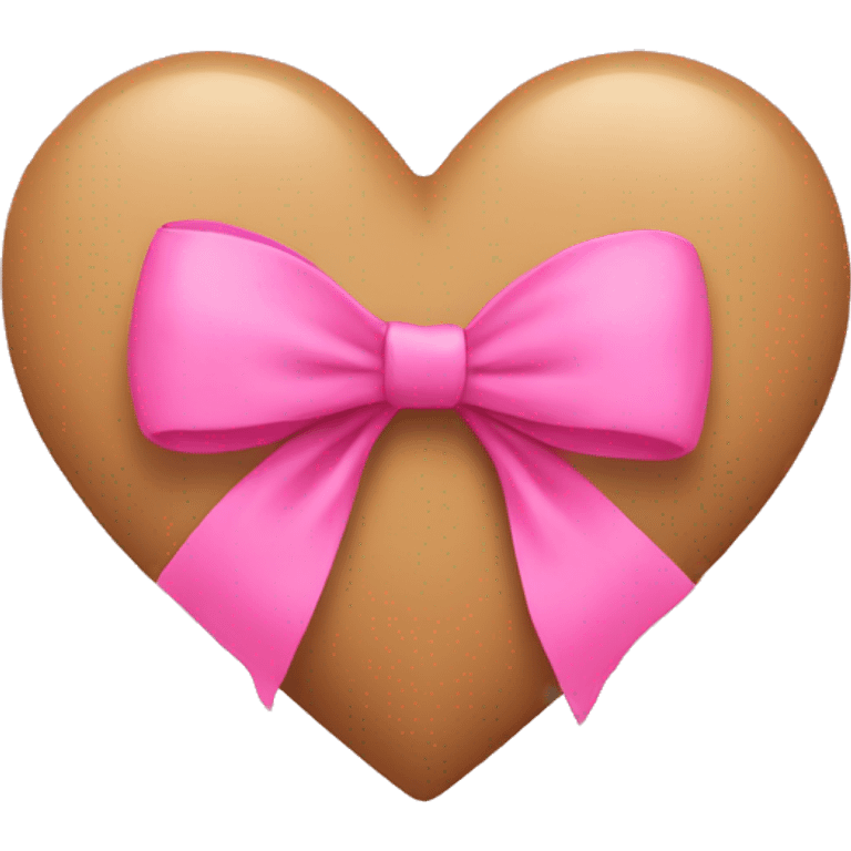 Tan heart with pink bow emoji