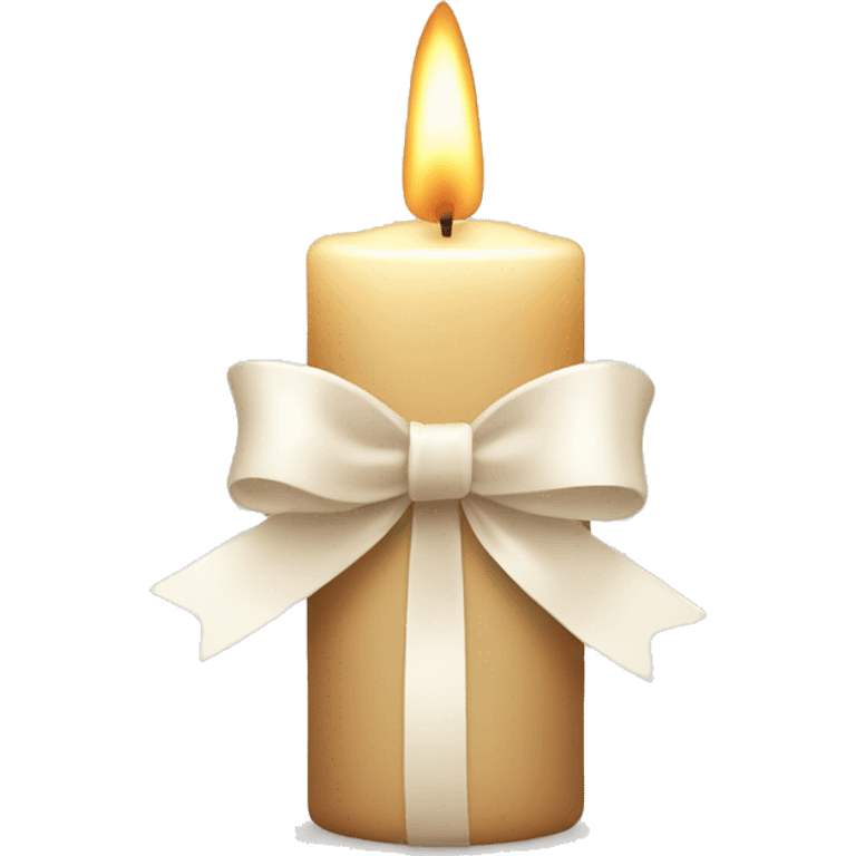 Beige candle with white bow  emoji