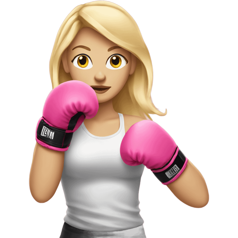 blonde girl wearing pink boxing gloves emoji