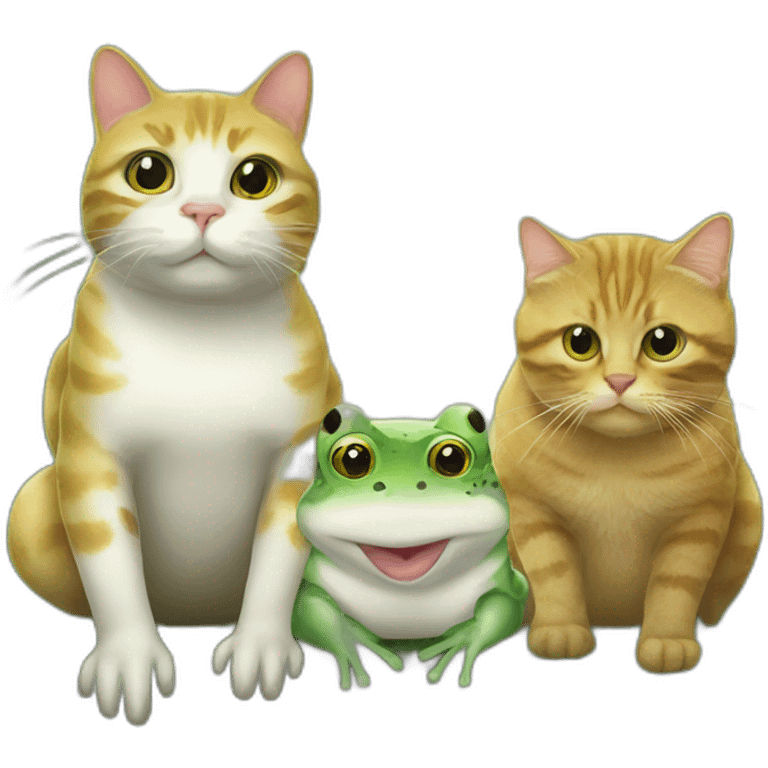 Frog between two cats emoji