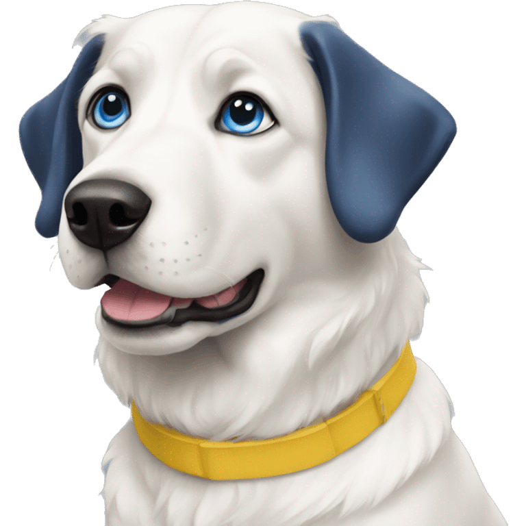 White dog blue eyes yellow collar  emoji